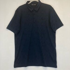 Travis Mathew Polo Shirt Mens L Blue Camouflage Performance Golf Wick Stretch